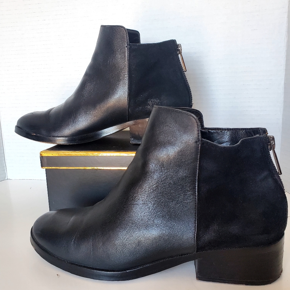Cole Haan Black Leather & Suede Ankle Boots